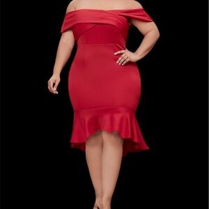 Grace Karin Red Wrap Midi Skirt Cocktail